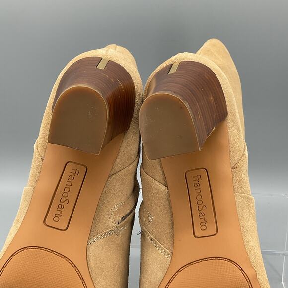 Franco Sarto Women’s Pia Leather Zipper Ankle Boots Tan Size 9M - Picture 10 of 11